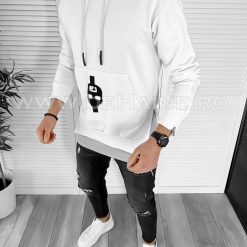 Hanorac barbati alb slim fit K179 D5-2.2-Hanorace