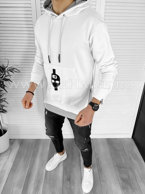Hanorac barbati alb slim fit K179 D5-2.2-Hanorace