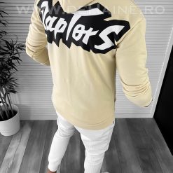 Hanorac barbati bej slim fit cu imprimeu pe spate K093 D5-4.2-Hanorace