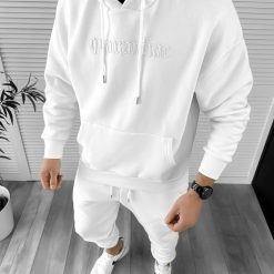 Hanorac barbati slim fit alb  K009 P18-2.1-Hanorace