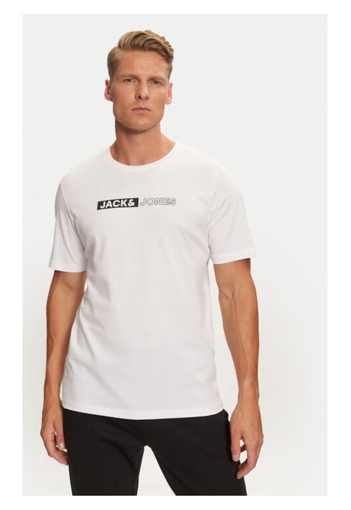 Jack&Jones Tricou Corp 12233999 Alb Standard Fit - Bumbac-BARBATI/IMBRACAMINTE/Tricouri si maiouri-IMBRACAMINTE/Tricouri si maiouri