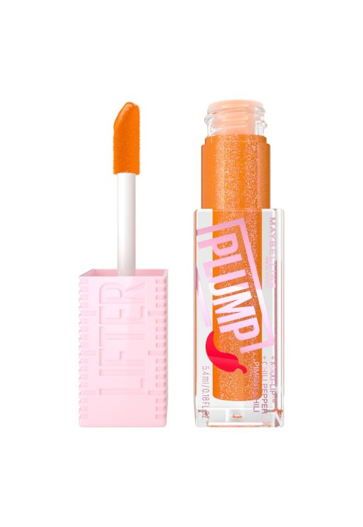 Luciu de buze cu efect de marire Maybelline New York Lifter Plump - 008 Hot Honey - 5 -4 ml-FEMEI/INGRIJIRE COSMETICA/Produse cosmetice-INGRIJIRE COSMETICA/Produse cosmetice