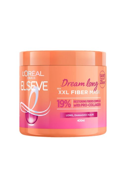 Masca pentru parul lung - deteriorat -  Elseve Dream Long - XXL Fiber Mask - 400 ml-FEMEI/GENTI SI ACCESORII/Produse cosmetice-GENTI SI ACCESORII/Produse cosmetice