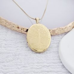 Medalion oval cu poze in interior - Eternal Tree - Argint 925 placat cu Aur Galben 18K-Toate >> Argint 925 >> Lantisoare Argint