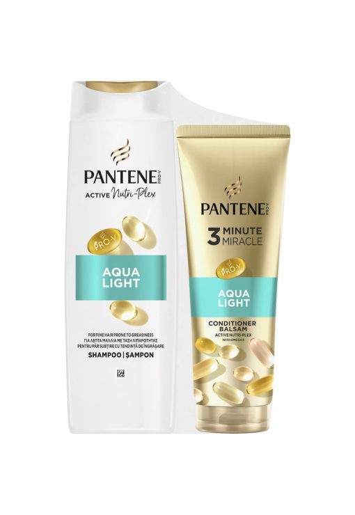 Pachet: Sampon  Pro-V Aqualight - 400 ml + Balsam de par 3 Minute Miracle pentru par fin - 220 ml-FEMEI/INGRIJIRE COSMETICA/Produse cosmetice-INGRIJIRE COSMETICA/Produse cosmetice