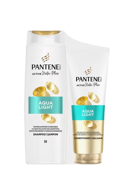 Pachet: Sampon  Pro-V Aqualight - 400 ml + Balsam de par Pantene Pro-V Aqualight pentru par cu tendinta de îngrasare - 275 ml-FEMEI/INGRIJIRE COSMETICA/Produse cosmetice-INGRIJIRE COSMETICA/Produse cosmetice