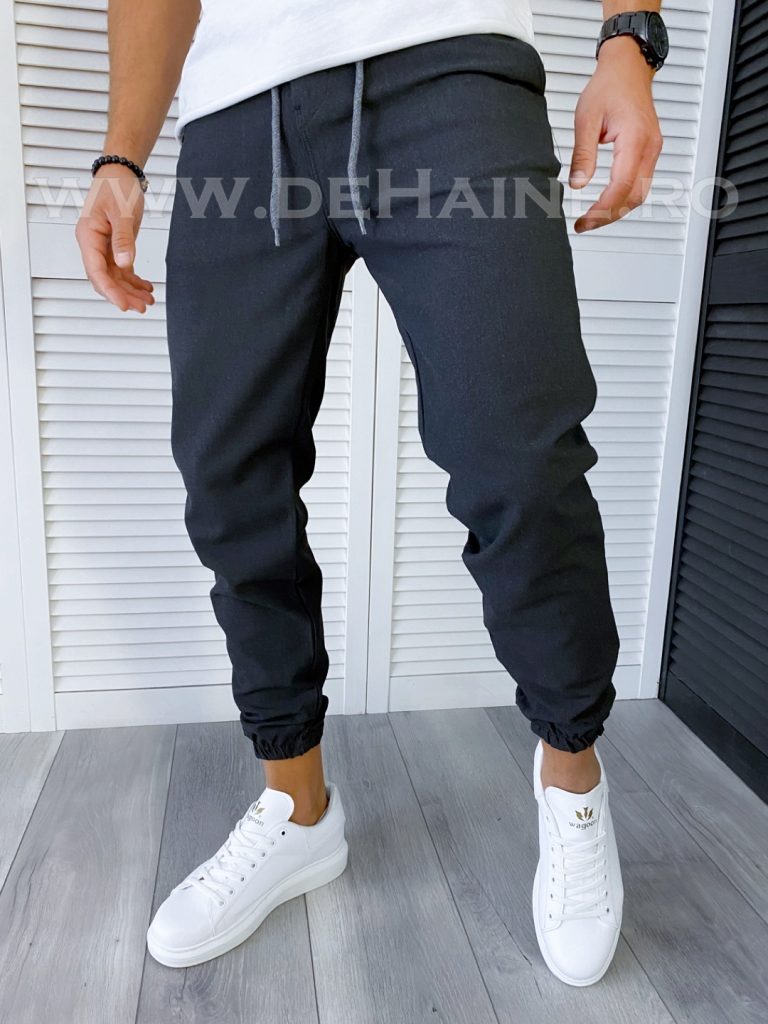 Pantaloni barbati conici gri inchis casual B6300 P20-2.1-Blugi barbati