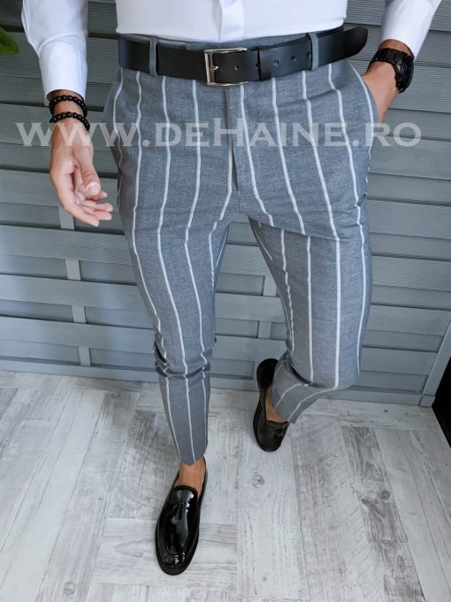 Pantaloni barbati eleganti gri in dungi B1644 D6-3.1 U2-Pantaloni > Pantaloni eleganti
