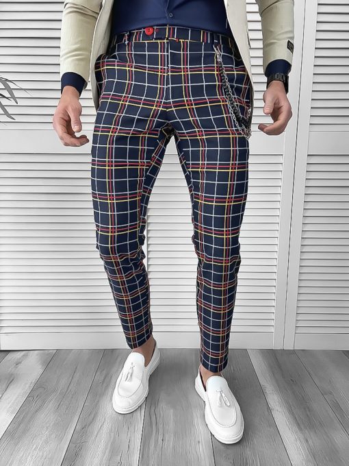 Pantaloni barbati eleganti in carouri 10063 B15-2-Pantaloni > Pantaloni eleganti