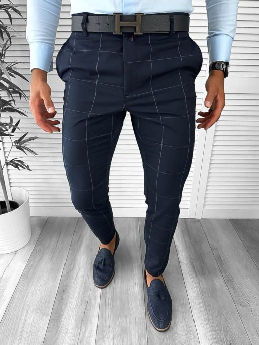 Pantaloni barbati eleganti regular fit bleumarin 11969  D3-1.1-Pantaloni > Pantaloni eleganti