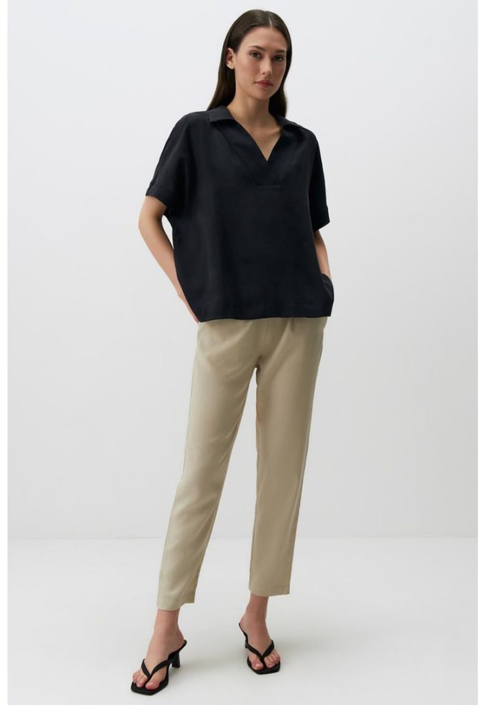 Pantaloni conici crop din tencel-FEMEI/IMBRACAMINTE/Pantaloni si colanti-IMBRACAMINTE/Pantaloni si colanti