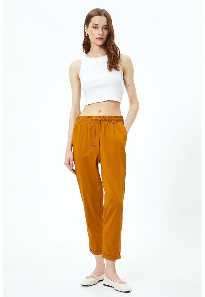 Pantaloni conici cu talie elastica-FEMEI/IMBRACAMINTE/Pantaloni si colanti-IMBRACAMINTE/Pantaloni si colanti