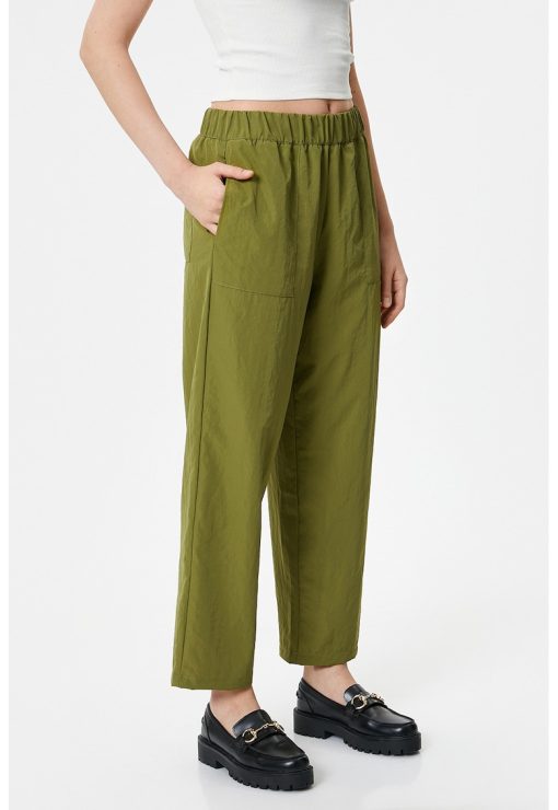 Pantaloni crop cu talie elastica-FEMEI/IMBRACAMINTE/Pantaloni si colanti-IMBRACAMINTE/Pantaloni si colanti