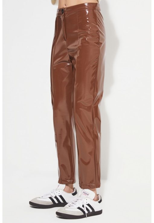 Pantaloni crop slim fit din piele lacuita-FEMEI/IMBRACAMINTE/Pantaloni si colanti-IMBRACAMINTE/Pantaloni si colanti