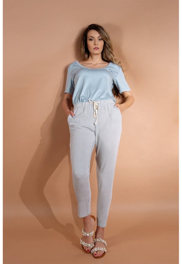 Pantaloni cu talie inalta in dungi Milani-FEMEI/IMBRACAMINTE/Pantaloni si colanti-IMBRACAMINTE/Pantaloni si colanti