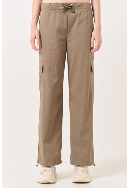 Pantaloni cu talie inalta si buzunare aplicate-FEMEI/IMBRACAMINTE/Pantaloni si colanti-IMBRACAMINTE/Pantaloni si colanti