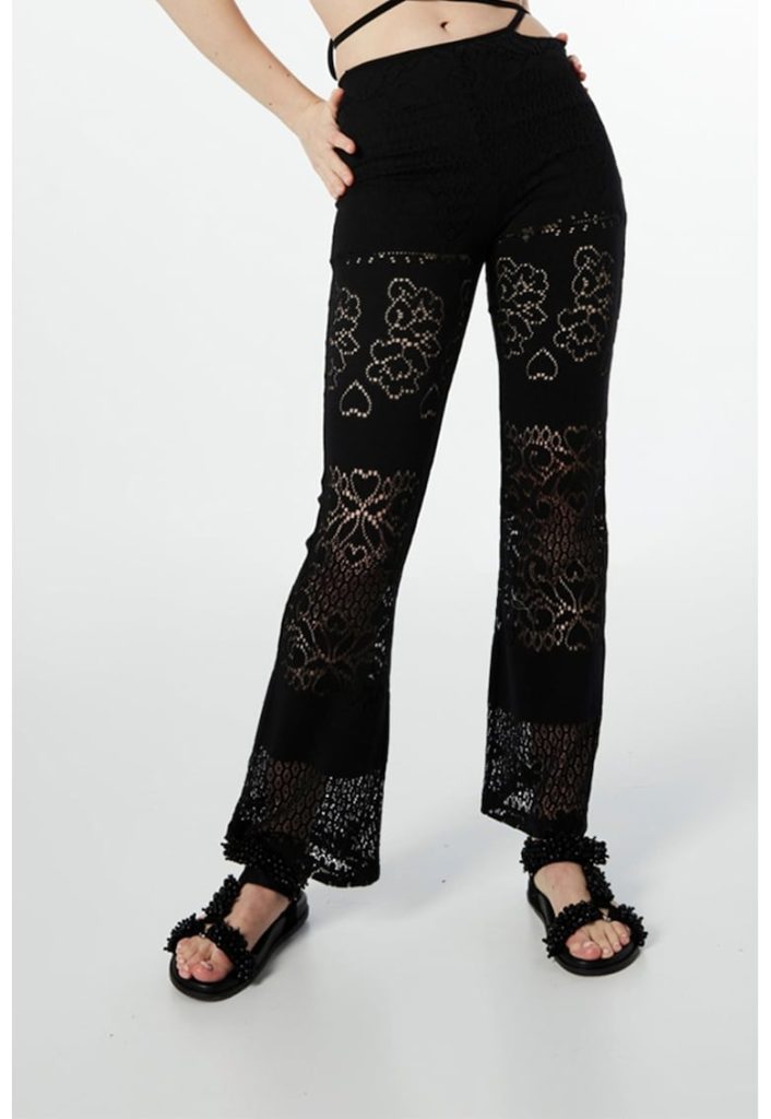 Pantaloni de dantela cu cordon in talie-FEMEI/IMBRACAMINTE/Pantaloni si colanti-IMBRACAMINTE/Pantaloni si colanti