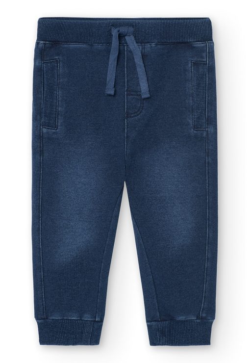Pantaloni de denim sintetic cu snur-BAIETI/IMBRACAMINTE/Blugi-IMBRACAMINTE/Blugi