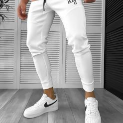 Pantaloni de trening albi cu defect DEF800 D4-5.4-Pantaloni > Pantaloni de trening