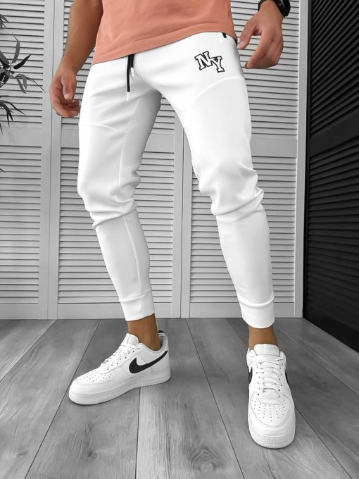 Pantaloni de trening albi cu defect DEF800 D4-5.4-Pantaloni > Pantaloni de trening