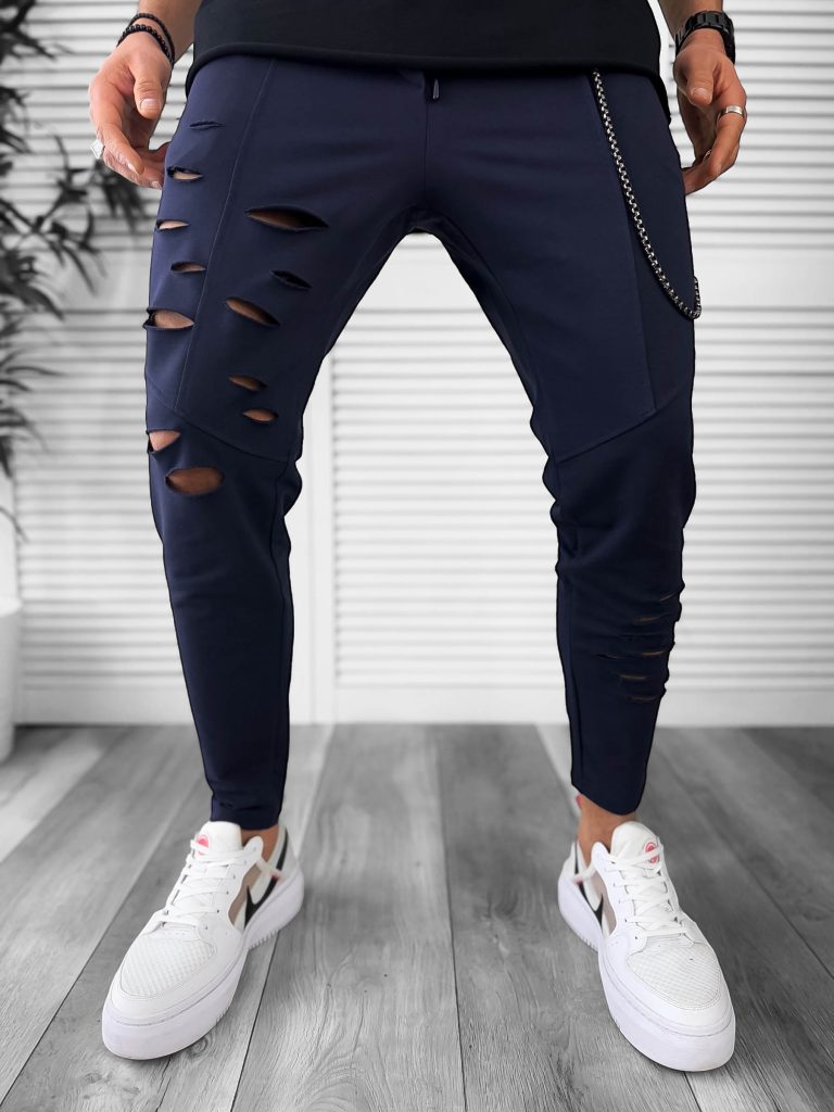 Pantaloni de trening bleumarin   conici  13040  O4-1.2-Pantaloni > Pantaloni de trening