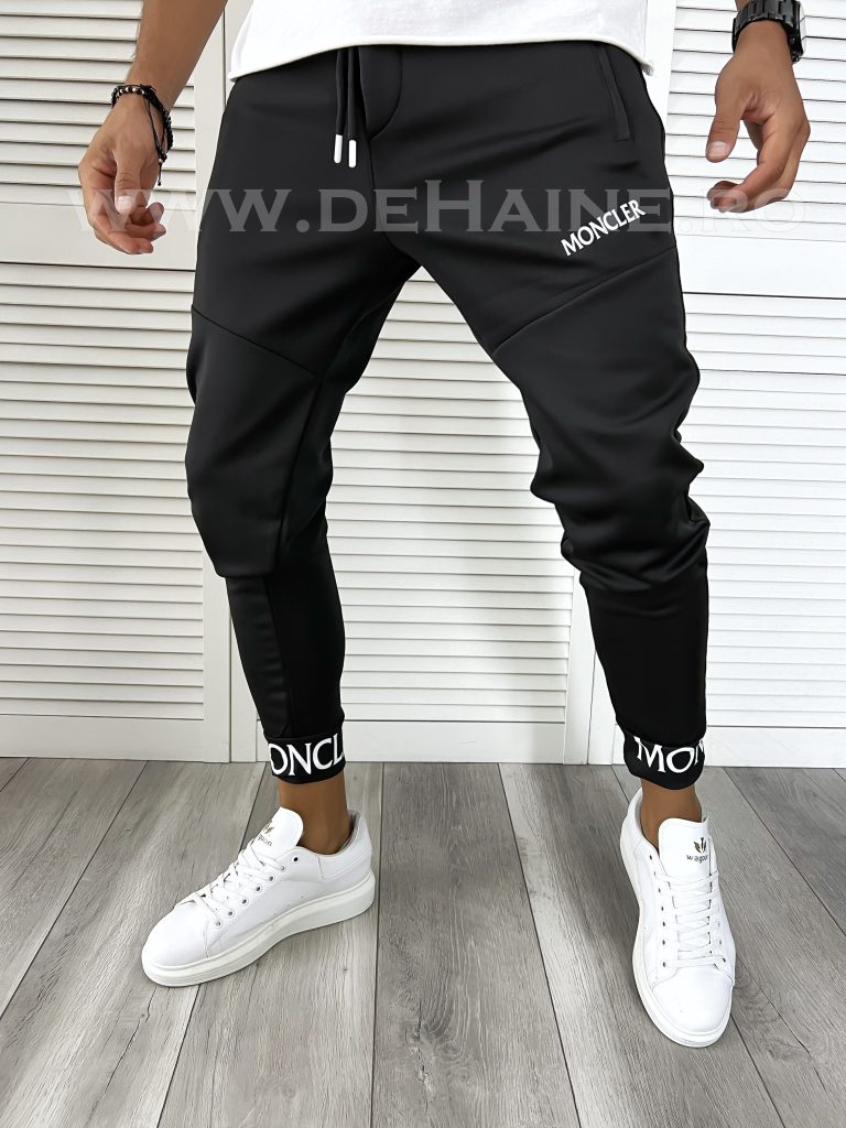 Pantaloni de trening conici negri B9377  O3-4.1-Pantaloni > Pantaloni de trening