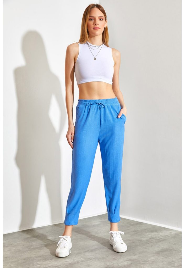 Pantaloni de trening crop cu talie inalta-FEMEI/IMBRACAMINTE/Pantaloni si colanti-IMBRACAMINTE/Pantaloni si colanti