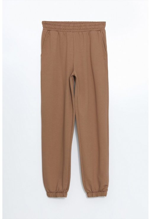 Pantaloni de trening din amestec de bumbac cu buzunare laterale-FEMEI/IMBRACAMINTE/Pantaloni si colanti-IMBRACAMINTE/Pantaloni si colanti