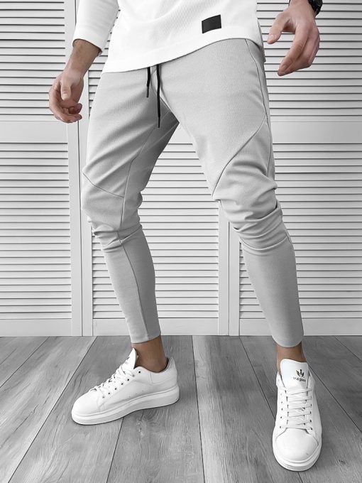 Pantaloni de trening gri conici 10045 O4-1.3-Pantaloni > Pantaloni de trening