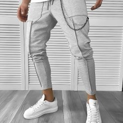 Pantaloni de trening gri conici 10142 O2-4.3-Pantaloni > Pantaloni de trening