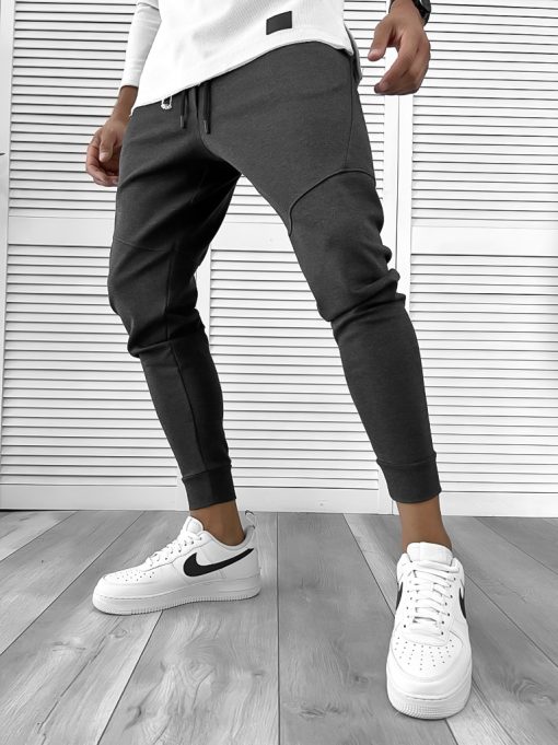 Pantaloni de trening gri conici 12107 D5-1.1-Pantaloni > Pantaloni de trening