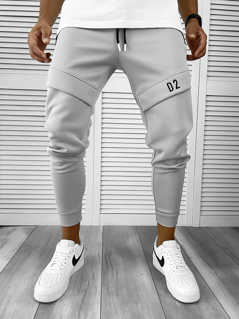 Pantaloni de trening gri conici 12180 O3-3.3-Pantaloni > Pantaloni de trening