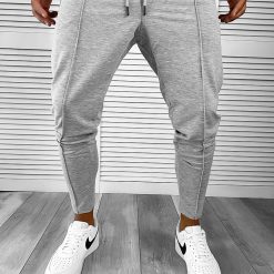 Pantaloni de trening gri deschis conici 12166 D5-2.4-Pantaloni > Pantaloni de trening