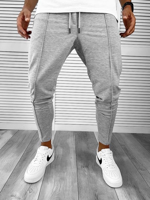 Pantaloni de trening gri deschis conici 12166 D5-2.4-Pantaloni > Pantaloni de trening