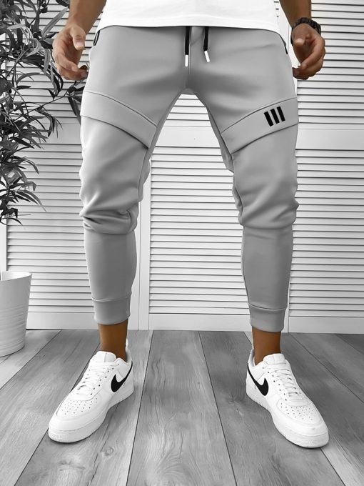 Pantaloni de trening gri inchis conici 12259 S7-Pantaloni > Pantaloni de trening