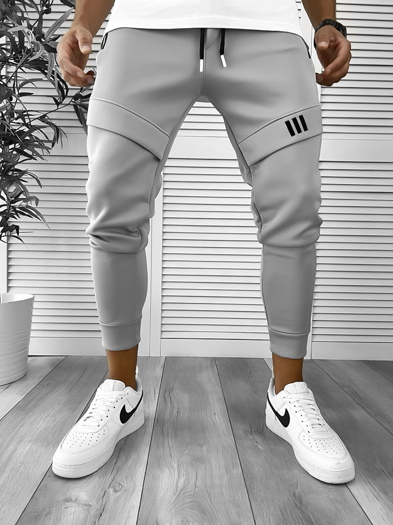 Pantaloni de trening gri inchis conici 12259 S7-Pantaloni > Pantaloni de trening