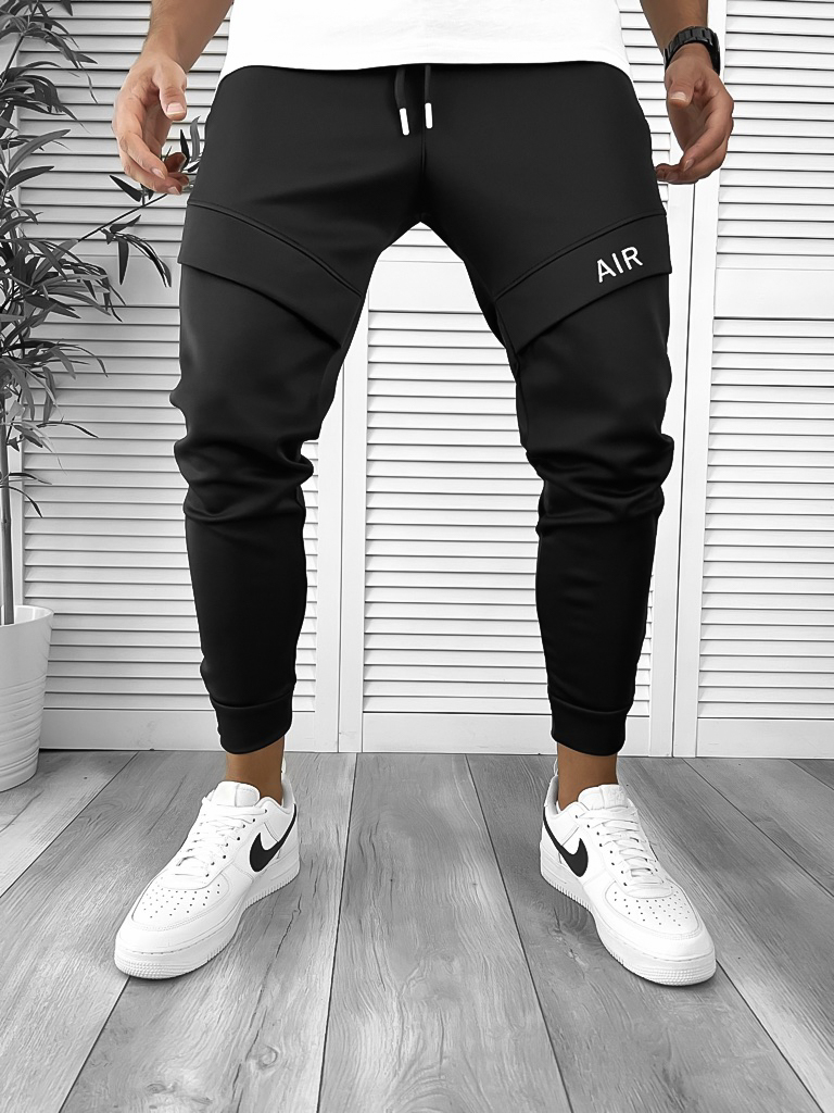 Pantaloni de trening negri conici 12360 P20-4.2-Pantaloni > Pantaloni de trening