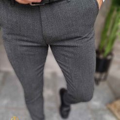 Pantaloni eleganti gri croiala conica PN782 2