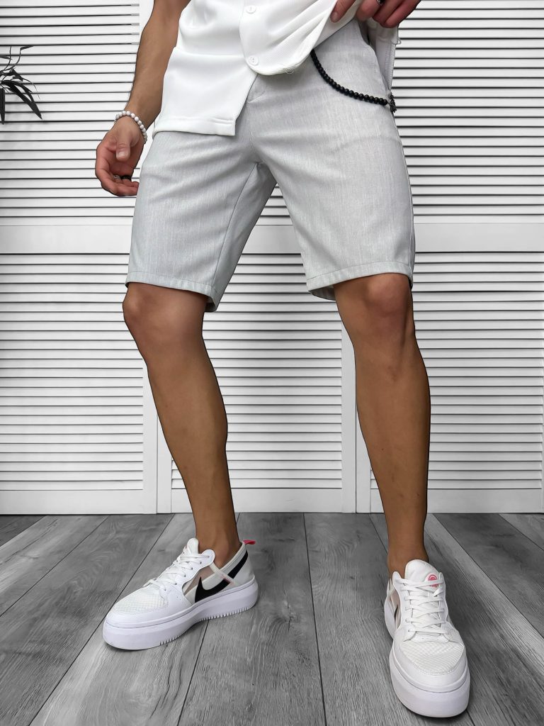 Pantaloni scurti casual gri deschis 13058-Pantaloni > Pantaloni scurti