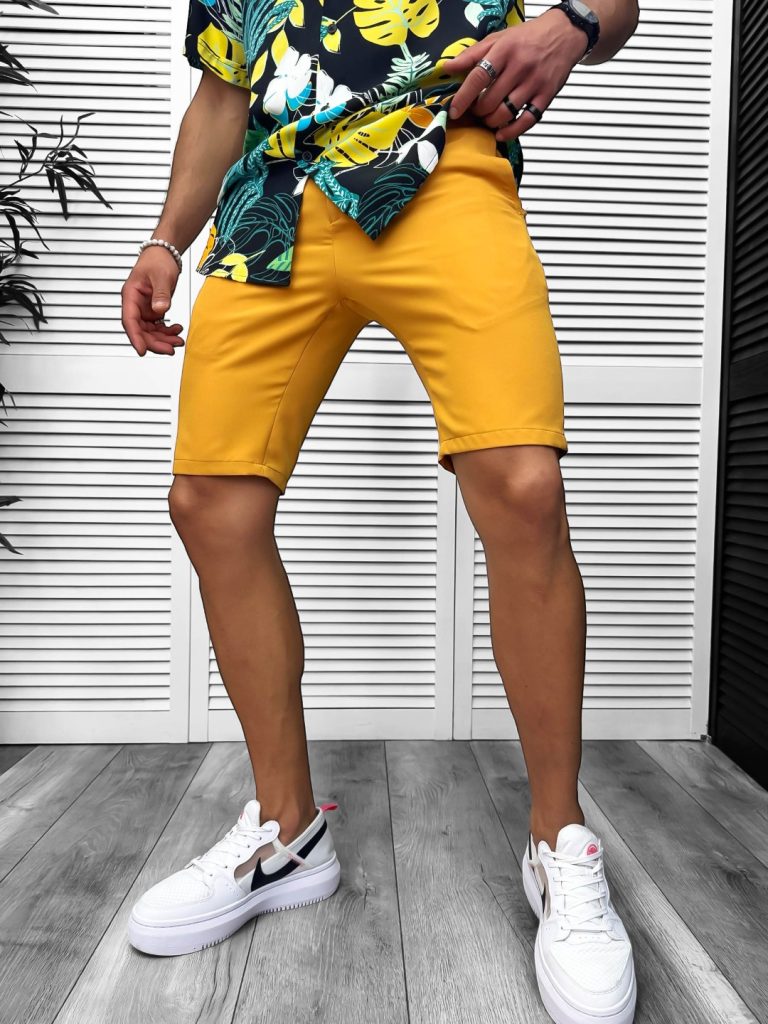 Pantaloni scurti casual  mustar 13058-Pantaloni > Pantaloni scurti