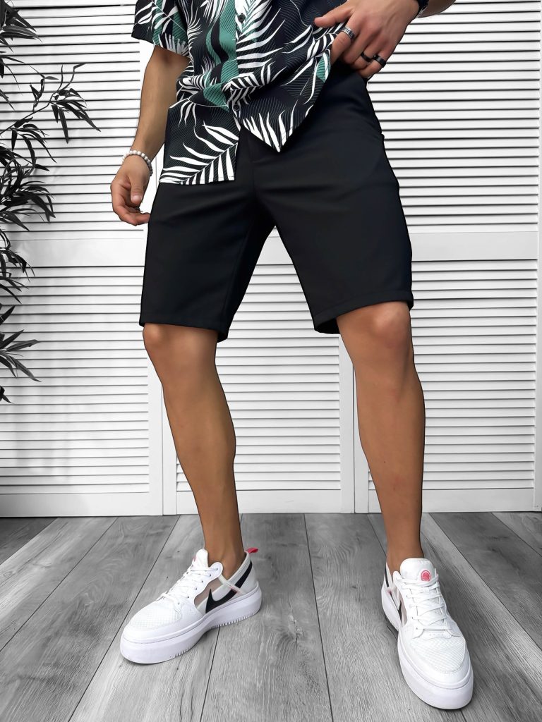 Pantaloni scurti casual  negri 13058-Pantaloni > Pantaloni scurti