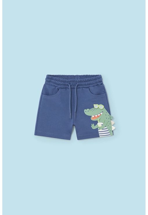Pantaloni scurti cu aplicatie crocodil-BAIETI/IMBRACAMINTE/Sorturi-IMBRACAMINTE/Sorturi