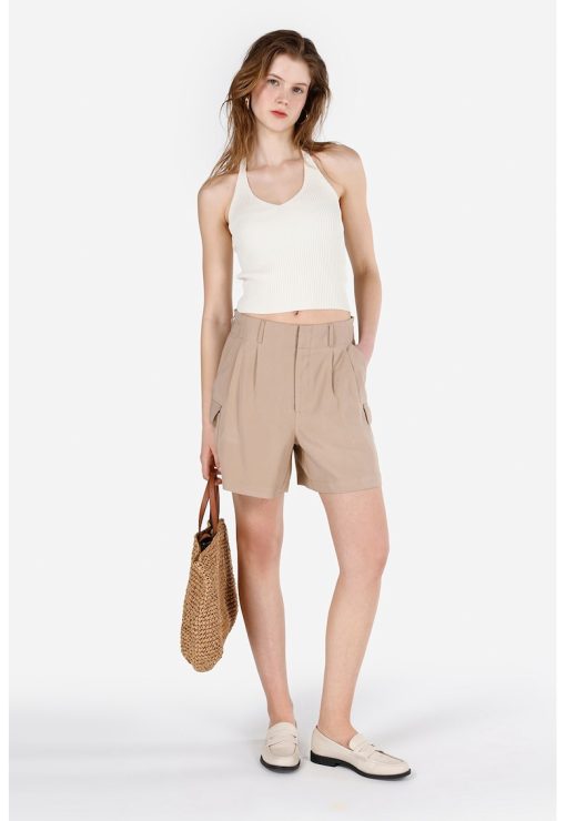 Pantaloni scurti cu buzunare aplicate-FEMEI/IMBRACAMINTE/Pantaloni si colanti-IMBRACAMINTE/Pantaloni si colanti