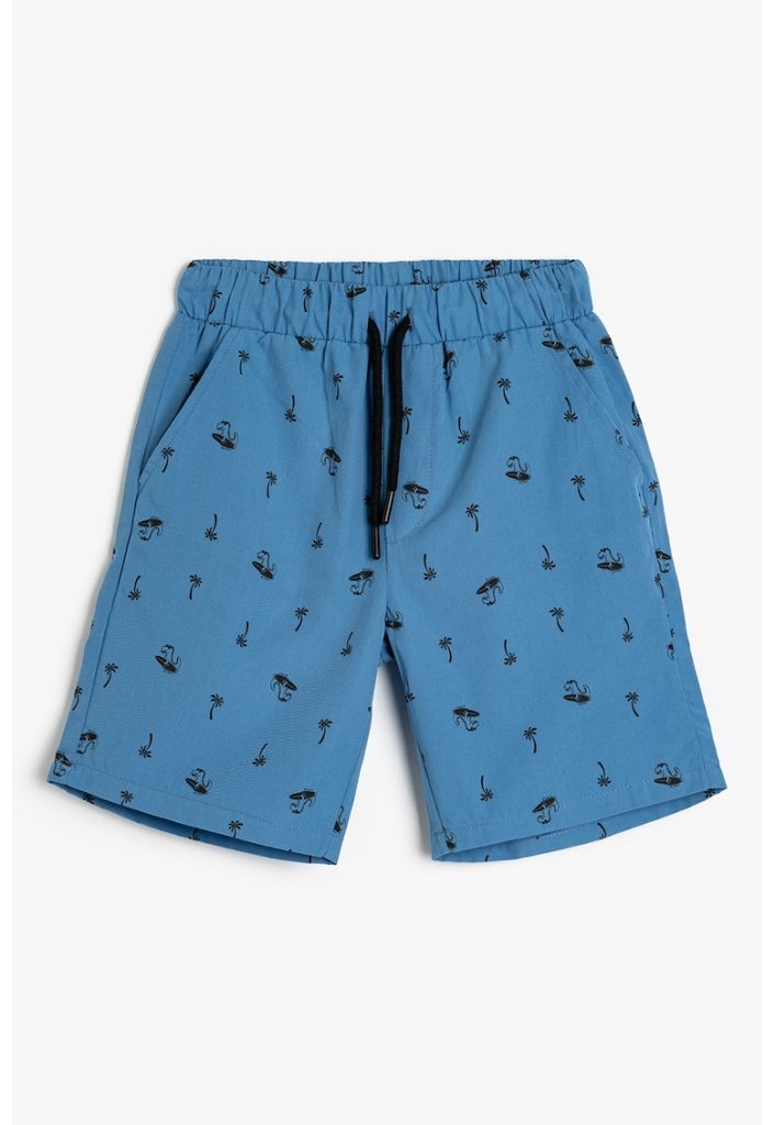 Pantaloni scurti cu buzunare laterale si imprimeu-BAIETI/IMBRACAMINTE/Sorturi-IMBRACAMINTE/Sorturi