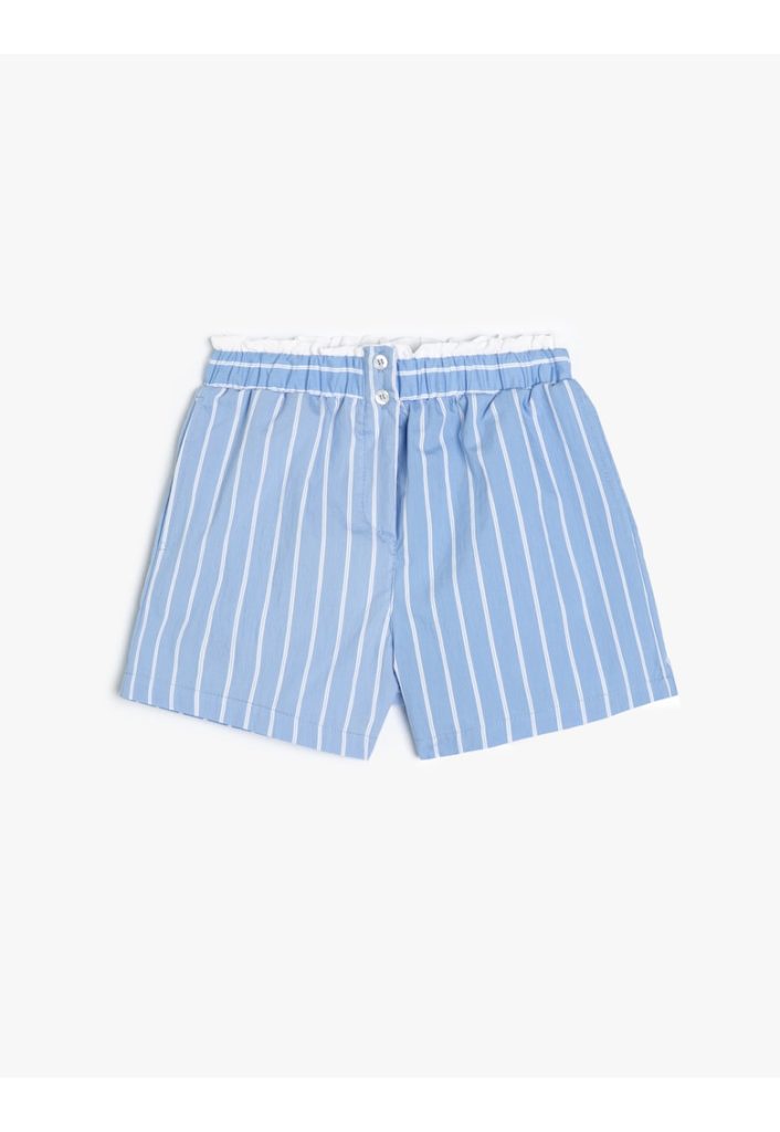 Pantaloni scurti cu dungi si talie elastica-FETE/IMBRACAMINTE/Sorturi-IMBRACAMINTE/Sorturi