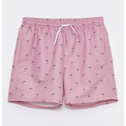 Pantaloni scurti cu imprimeu si snur in talie-BARBATI/IMBRACAMINTE/Pantaloni si colanti-IMBRACAMINTE/Pantaloni si colanti