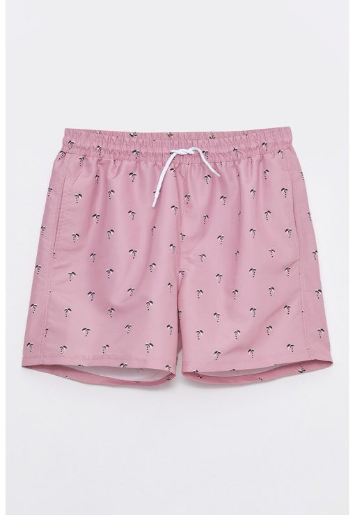 Pantaloni scurti cu imprimeu si snur in talie-BARBATI/IMBRACAMINTE/Pantaloni si colanti-IMBRACAMINTE/Pantaloni si colanti