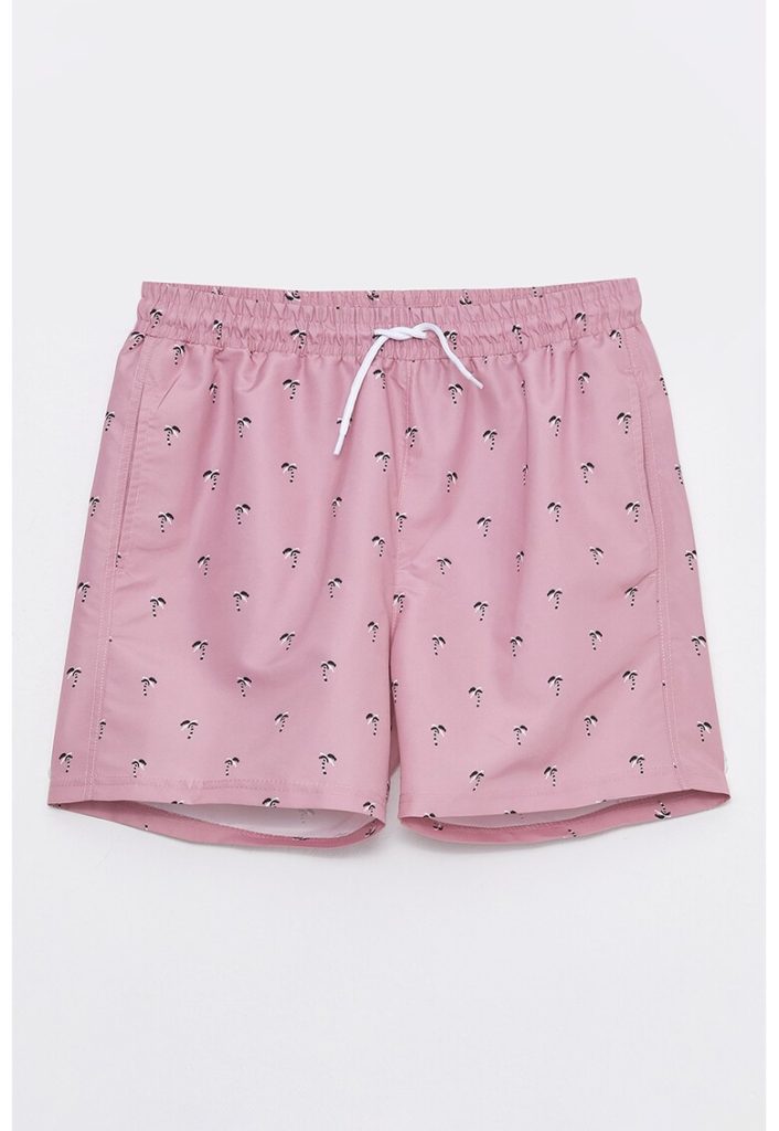 Pantaloni scurti cu imprimeu si snur in talie-BARBATI/IMBRACAMINTE/Pantaloni si colanti-IMBRACAMINTE/Pantaloni si colanti