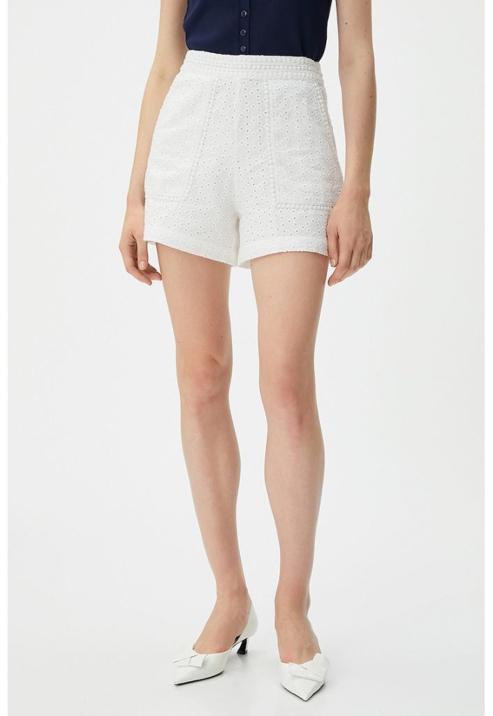 Pantaloni scurti cu talie inalta - din dantela Sangallo-FEMEI/IMBRACAMINTE/Pantaloni si colanti-IMBRACAMINTE/Pantaloni si colanti