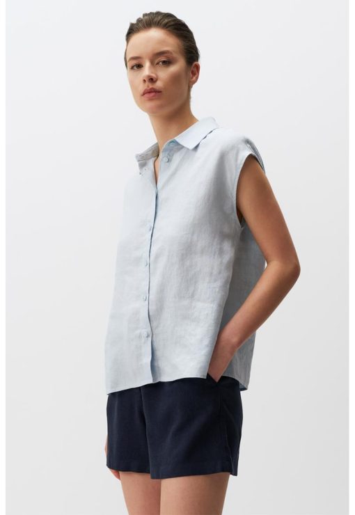 Pantaloni scurti cu talie inalta si buzunare laterale-FEMEI/IMBRACAMINTE/Pantaloni si colanti-IMBRACAMINTE/Pantaloni si colanti